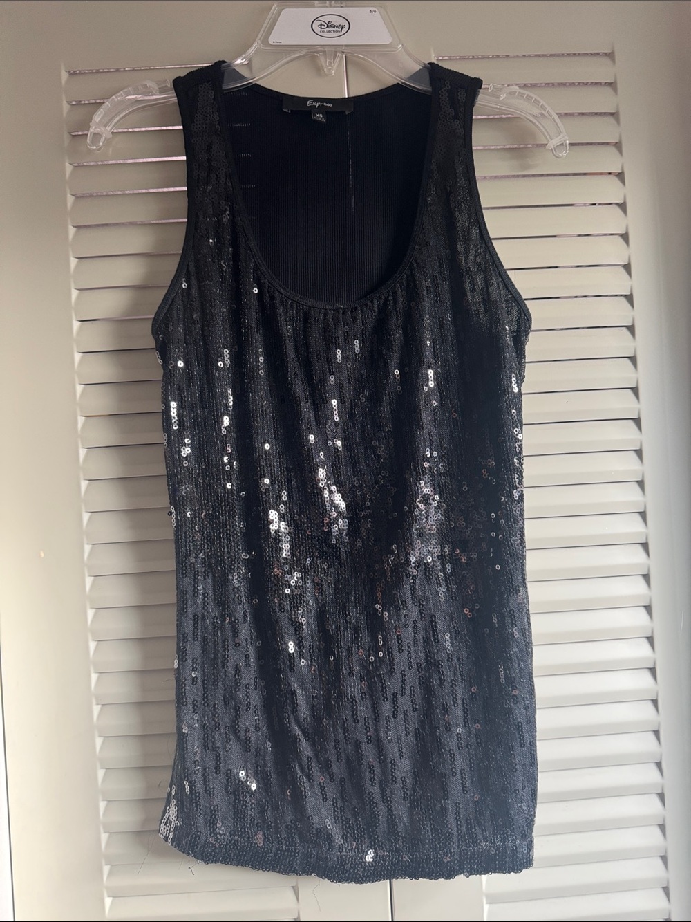 Express Black Sequin Scoop Neck Tank
